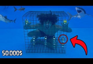 50 000 اخر شخص يخرج من القفص تحت الماء يربح Last To Escape UNDERWATER CAGE Wins 50 000