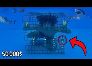 50 000 اخر شخص يخرج من القفص تحت الماء يربح Last To Escape UNDERWATER CAGE Wins 50 000