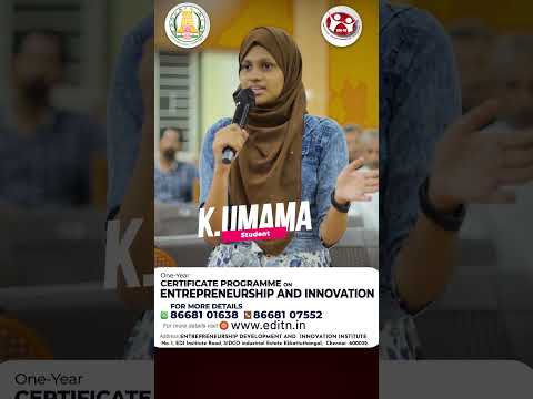 EDII TN One Year Certificate Programme On Entrepreneurship And Innovation