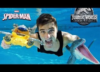  Jurassic World Spider Man Submarine Underwater Mosasaurus Rescue Toy Review Konas2002