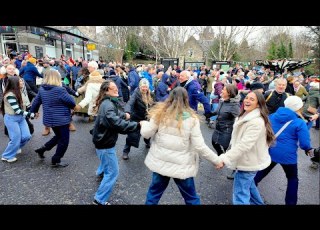  Dashing White Sergeant Scottish Dance Street Ceilidh During Pitlochry New Year Street Party 2025