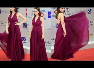  الفنانة سارة التونسية بفستان أحمر و مميز بمهرجان الجونة السينمائى