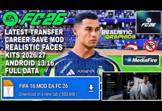 تحديث 2026 لعبة FIFA 16 المعدلة من EA FC 26 للأندرويد بدون اتصال بالإنترنت وضع مهني برسومات عا