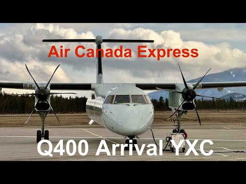 Air Canada Q400 Landing Taxiing YXC Cranbrook BC