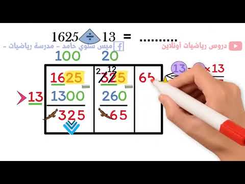 القسمة علي رقمين باستخدام نموذج مساحة المستطيل