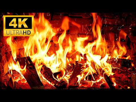 Birchwood Fireplace In 4K Warm Fireplace With Crackling Fire Sounds For Deep Relaxation