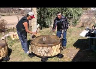 David Aguino Drumming A Duet With TWO 4 Ft Diameter Buffalo Hide Drums