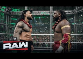 رومان رينز ضد أوبا فيمي نزال القفص الفولاذي أبرز أحداث نزال WWE RAW الكامل