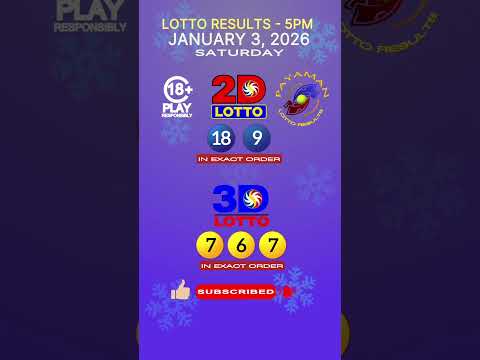 Lotto Result Today 5PM January 3 2026 PCSO 2D Lotto 3D Lotto