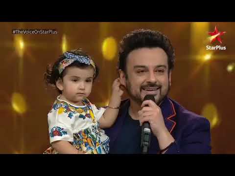 Adnan Sami Her Daughter And Wife Voice Of India Stage Adnan Sami Her Daughter And Wife Voice Of India Stage