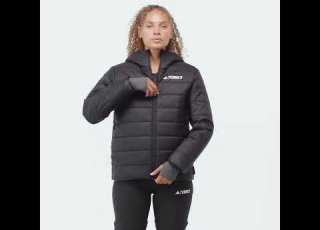 ADIDAS Terrex Multi Essentials CLIMAWARM Insulated Hooded Jacket Women Black Sustainable KB2169