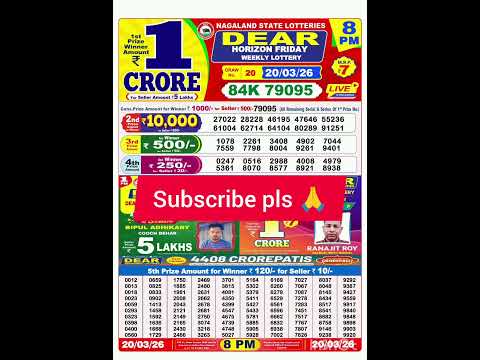 NAGALAND STATE DEAR LOTTERY SAMBAD TODAY 8 PM 20 03 2026 Resultupdate