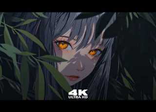 Gray Haired 4K In Dark Leaves Live Wallpaper Screensaver Anime Livewallpaper