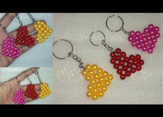 DIY Beautiful Beads Heartshape Key Chain Making Tutorial Simple Easy Pearl Craft