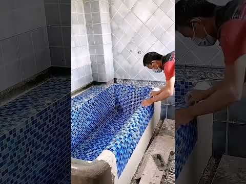 بناء بانيو بموزايك حمام سباحة بانيو مغطس موزاييك نصائح يوتيوب Viral Foryou