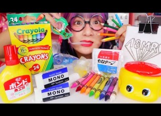 ASMR 文房具を食べる Eating Sounds EDIBLE STATIONARY MUKBANG 먹방