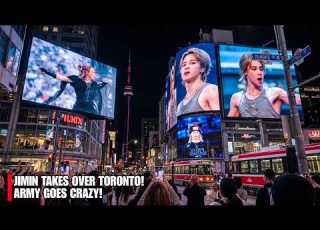  TORONTO GOES WILD JIMIN S FACE SUDDENLY APPEARS ON A BILLBOARD FANS GO CRAZY