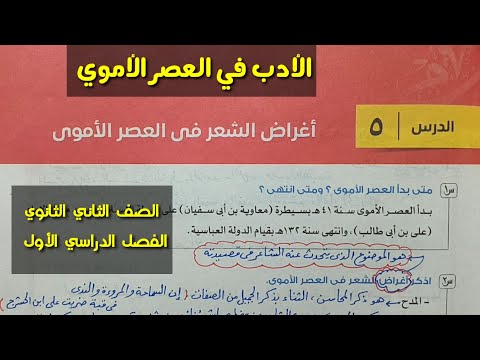 أغراض الشعر في العصر الأموي ـ شرح بالتفصيل ـ الصف الثاني الثانوي الفصل الدراسي الأول