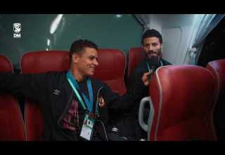 أجواء رائعة داخل اتوبيس الأهلي وأكرم توفيق يحاور سعد سمير وسعد يحاور الشناوي ومعلول