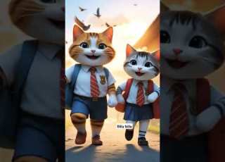 Billu Billy Ek Sath School Jaa Rahe Cat Cartoon Animals Catkid Cartooncat Catworld