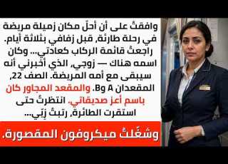  حللت مكان زميلة مريضة في رحلة قبل زفافي بثلاثة أيام صعد زوجي إلى الطائرة ولم يكن وحده
