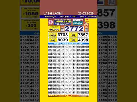 LABHLAXMI 4 PM LOTTERY RESULT TODAY 20 03 2026