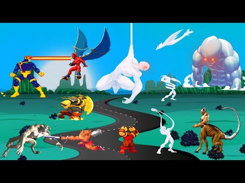 سيمبا المحارب والوحش المطاطي الأبيض مع الابطال الخارقين وحيوانات الغابة المتحولة