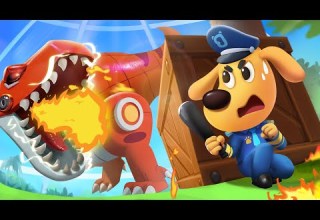 حريق كبير في متنزه الديناصور كرتون اطفال شرطة اطفال نقيب لابرادور Sheriff Labrador