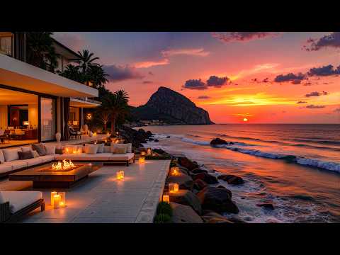 Luxury Balcony Overlooking The Sunset Seaside Soothing Jazz Mellow Jazz And Gentle Ocean Waves