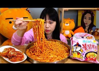 Eng Sub Carbo Buldak Tteokbokki And Carbo Buldak Bokkeummyun Mukbang Eating Sound