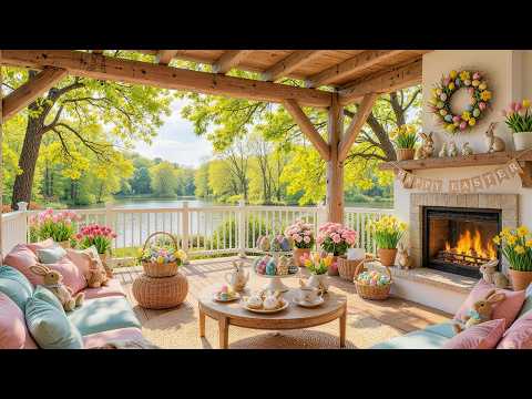 Cozy Easter Ambience With Soothing Music Cute Bunny Fireplace Sounds Cozy Spring Porch Ambience