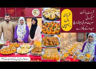 Farzana Maa Recipe Fruit Basket Macronies Sweet Suji Sandwich Aur Meday Ke Pakoray