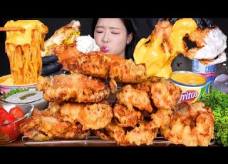 ASMR MUKBANG SUPER CRISPY Fried Soft Shell Crabs Cheesy Carbo Buldak Creamy Cheese Sauces