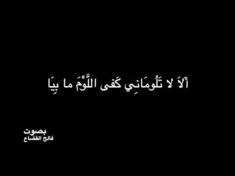 عبد يغوث الحارثي أ لا لا ت ل وم ان ي ك في الل و م ما ب ي ـا بصوت فالح القضاع