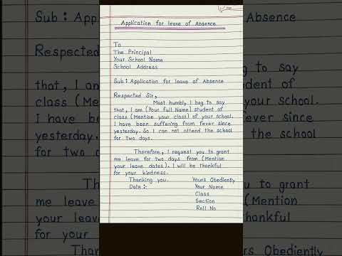 Application For Leave Of Absence School Leave Application Shorts Youtubeshorts Education