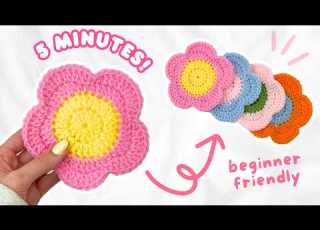 EASY Crochet Flower Coaster Tutorial For BEGINNERS How To Crochet A Coaster No Magic Ring