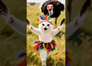  مياو في مواجهه مع ذكر النعام النهايه صادمه Shortvideo قطط Cat