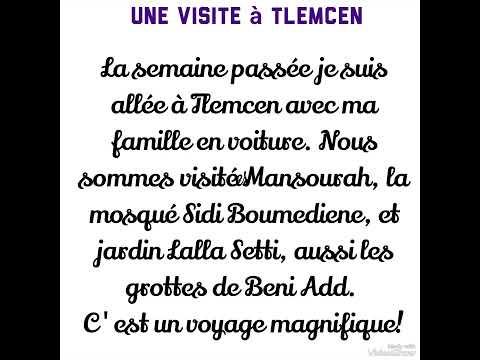 تعبير كتابي عن رحلة بالفرنسية Une Visite à Tlemcen