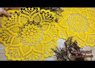 طريقة عمل مفرش كروشيه الاناناسة شيك وسهل للمبتدئات Crocheted Doily