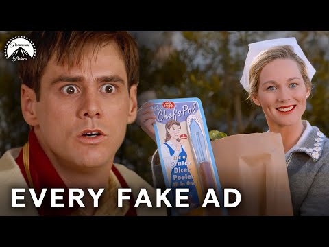 Every Time Jim Carrey Spots A Fake Ad The Truman Show Paramount Movies