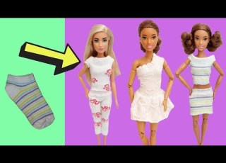  How To Make BARBIE Dress With Socks DIY Barbie Clothes Hacks