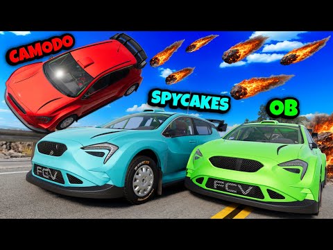 Using Fast Cars To Escape Meteorites Together BeamNG Mods