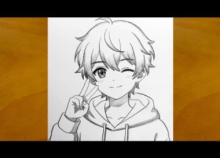  كيفية رسم فتى أنمي يغمز درس رسم سهل بالقلم الرصاص