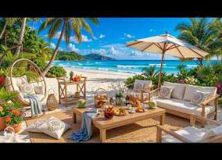  Peaceful Jazz At Morning Seaside Cafe Ambience Positive Bossa Nova Ocean Waves For Uplifting