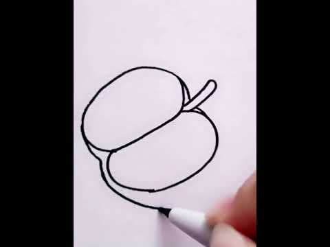 رسم نصف تفاحة