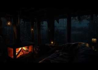  Gentle Rain And Warm Fireplace In A Forest Cabin A Quiet Escape For Deep Sleep And Relaxation