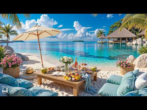 Positive Morning Jazz At Seaside Cafe Ambience Relaxing Bossa Nova Ocean Waves For Great Moods