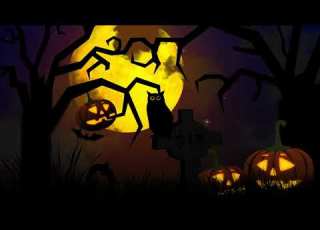 Halloween VJ Loop Black Cat Cemetery Spooky Background Animation