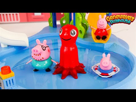 Peppa Pig Toy Learning Video For Kids Peppa Pig Gets A New Pool And Goes Swimming