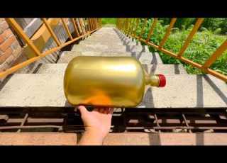 Crushing Golden Glass Bottles Super Crunchy ASMR Satisfying Breaking